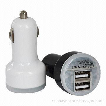 USB Car Chargers with Twin Socket for iPhone 4S, In Stock